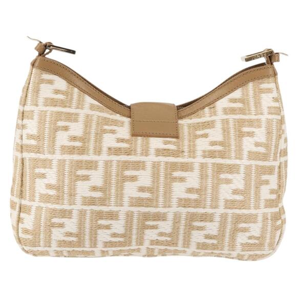 FENDI Zucca Canvas Shoulder Bag Straw Beige Gold - Picture 3 of 13